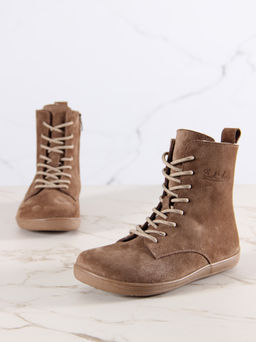 Босоногие ботинки EDART 351.NATAbr.Серо-коричневая замша/байка