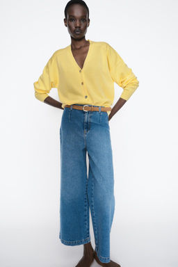 Z1975 WIDE-LEG CROPPED HIGH-WAIST BELTED JEANS