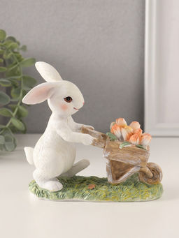 Фигурка полистоун Кролик везет тележку с тюльпанами, 13.5?6?12 см