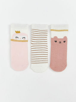 Desenli K?z Bebek Havlu Soket ?orap 3l?