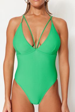 Yesil V Yaka Biyeli Normal Paca Mayo TBESS23MA00326