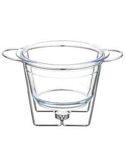 Мармит 3,8 л 34*24*27,5 см "Круглый" с половником, с крышкой из нержав. стали, на подставке, стекло