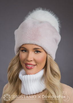 шапка Буратино экомех розовый жемчуг