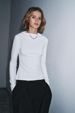 CREPE HIGH NECK T-SHIRT - Zara фото 2