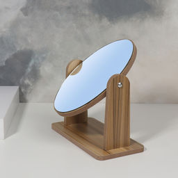 Зеркало настольное, овальное, 17.5×19 см, (12×17 см), бежевое