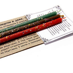 Набор свечей с травами Процветающий дом Защита денежной энергии в доме ромашка, дикая яблоня, золототысячник, зверобой, амарант, сирень 18см - Miro фото 2