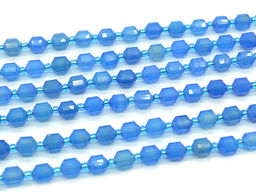 Бусины из агата тонированного граненые 7*8мм цв.синий, 19,5см, 19 бусин Радуга камня