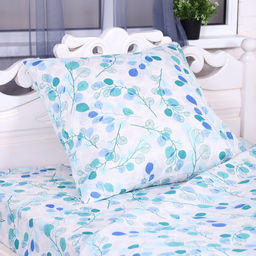 Постельное бельё 1,5 сп Эвкалипт, б/з синий,150х210 см, 150х210 см, 70х70 см, бязь, 105 г/м, 100% хлопок - Атра фото 2