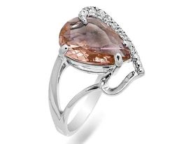 Кольцо из серебра морганит кварц, СПН4-1-127