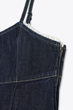 Z1975 DENIM LACE CROP TOP