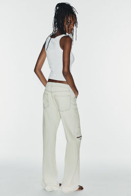JEANS TRF WIDE LEG TIRO BAJO ROTOS / Azul claro - Zara фото 4