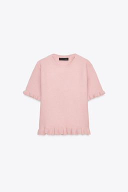 KNIT SHORT SLEEVE SWEATER WITH RUFFLES - Zara фото 5