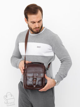 Сумка мужская кожаная 8612S brown Fuzhiniao
