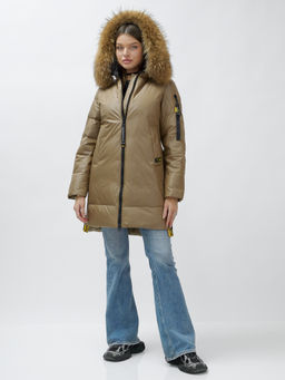 Куртка зимняя HaiLuoZi 871K женская коричневая с мехом енота утеплитель 260 г/м² - Mtforce фото 6