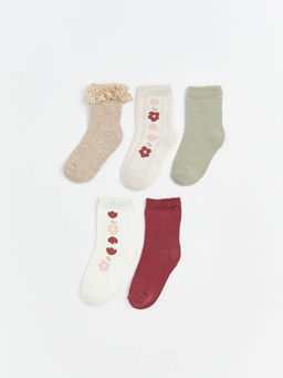 ?i?ekli K?z Bebek Soket ?orap 5li