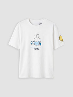 Bisiklet Yaka Miffy Bask?l? K?z ?ocuk Ti??rt