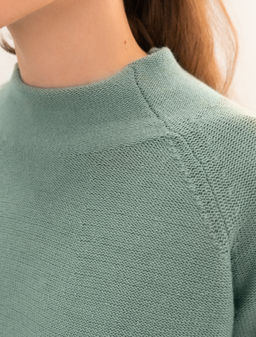 VILATTE / Лаконичный свитер крупной вязки с укороченным рукавом - баллоном  фото 2
