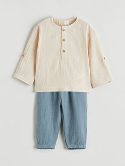 Erkek Bebek M?slin G?mlek ve Pantolon