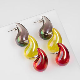 Серьги капля QF Гламур, набор 3 пары, разноцветный, прозрачный