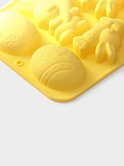 Форма для выпечки Доляна Пасха, силикон, 7 ячеек, 18.5?14.5?2.5 см, жёлтая  фото 4