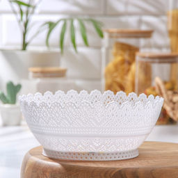 Цена за 2 шт. Корзинка для фруктов и хлеба «Зефир. Принт», пластик, d=20 см, белая