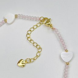 Анклет браслет на ногу из Розового кварца и Перламутра 21 см + - Радуга самоцветов фото 3