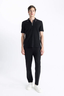 Футболка-поло с короткими рукавами и застежкой-молнией Slim Fit - Defacto фото 2