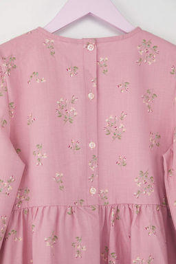 Gul Kurusu Pamuklu K?z Cocuk Midi Boy Bebe Yaka Dokuma Elbise TKDAW25EL00029 - Trendyolmilla фото 3