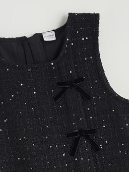 Bisiklet Yaka Fiyonk Detayl? K?z ?ocuk T?vit Elbise