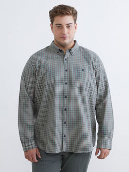 B?y?k Beden Regular Fit Uzun Kollu Ekose Erkek G?mlek