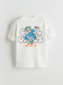 Bisiklet Yaka Bask?l? Erkek ?ocuk Ti??rt