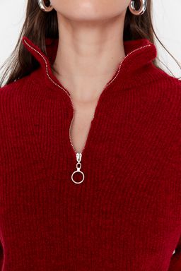 K?rm?z? Yumusak Dokulu Fermuarl? Triko Kazak TWOAW20XS0009