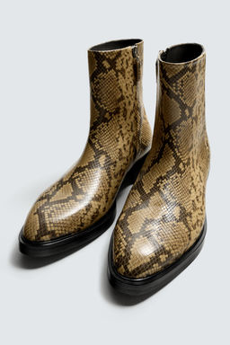 ANIMAL PRINT LEATHER BOOTS - Zara фото 4