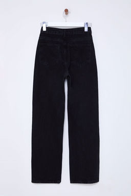 Siyah Trok Detayl? Pacas? Y?rtmacl? Yuksek Bel Wide Leg Jeans TWOSS25JE00015 - Trendyolmilla фото 7