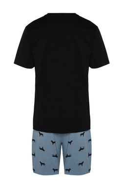 TRENDYOL MAN Mavi Bask?l? Regular Fit Orme Yazl?k Sortlu Pijama Tak?m? TMNSS24PT00023 - Trendyolmilla фото 8