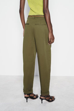 CHINO TROUSERS WITH BRAIDED BELT - Zara фото 26