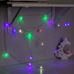 Гирлянда Нить 5 м с насадками Футбольный мяч, IP20, прозрачная нить, 20 LED, свечение мульти (RG/RB), мигание, 220 В - Luazon lighting фото 3