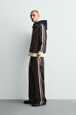 PANTAL?N JOGGER WIDE FIT BANDAS / Granate oscuro - Zara фото 4