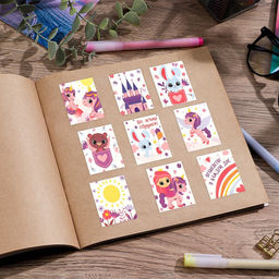 Цена за 10 шт. Наклейки детские бумажные «Волшебный мир», c раскраской на обороте, 11 х 15.5 см