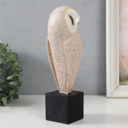 Фигурка полистоун «Сова: Обыкновенная сипуха на пеньке», песочный, 8.5×7×19 см