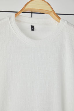 TRENDYOL MAN Ekru Oversize/Genis Kesim Dokulu T-Shirt TMNSS25TS00043 - Trendyolmilla фото 15
