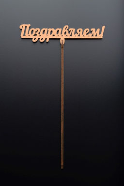 Топпер 5 шт "Поздравляем" №12, персиковый, фанера (120*38*4 мм)