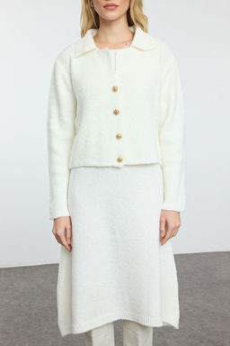 Ekru Midi Triko Ceket Gorunumlu H?rka-Elbise Tak?m TWOAW25EL00082 - Trendyolmilla фото 3