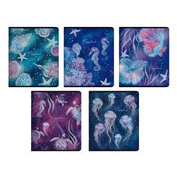 Тетрадь, 48 л. клетка, арт. 56681/ 5 МОРСКИЕ ОБИТАТЕЛИ /мягкий переплёт (2 скобы), обложка - глиттер, тиснение фольгой, мелованный картон 190 г/м2, Упаковка Ассорти/