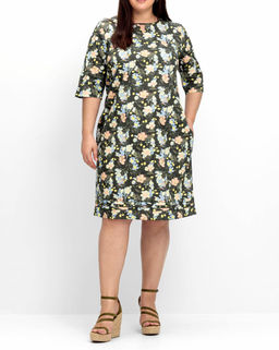 Платье, зелено-пестрое