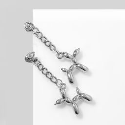 Серьги Собачка на цепи, цвет серебро