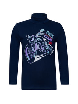 Джемпер-водолазка темно-синяя рисунок мотоцикл 645п (128, 64)