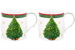 Набор 2 кружек 300 мл 11,5*8,5*8,5 см Новогодняя елка зеленый узор, NEW BONE CHINA - Elan gallery фото 7