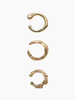 Серьги Каффы набор 3 шт., мятый, цвет золото - Qf фото 2