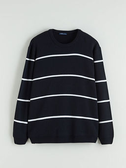 Bisiklet Yaka ?izgili Erkek Triko Kazak